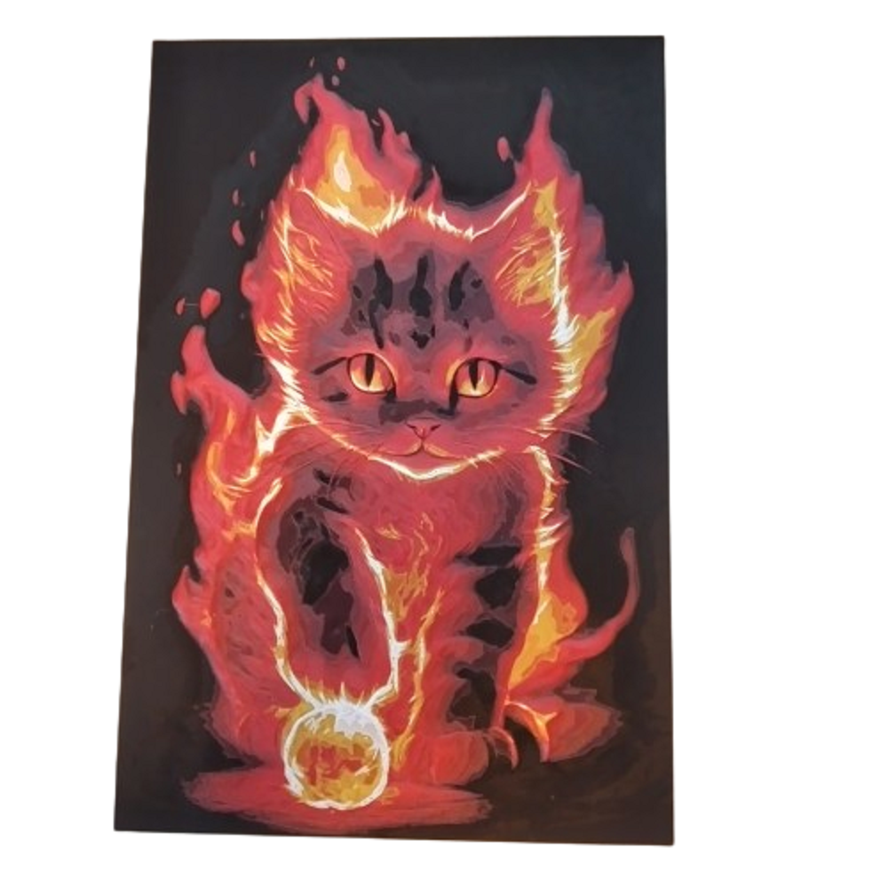 Hueforge 3D Bild Feuerkatze